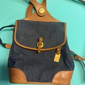 Brooklinen Denim and Tan Backpack